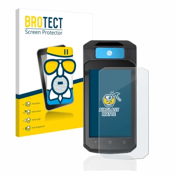 Front side of a product packaging with the brand logo BROTECT. Next to it is the device Accu-Chek Insight mit DBLG1 shown with