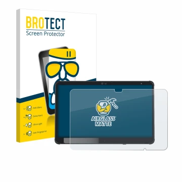 Front side of a product packaging with the brand logo BROTECT. Next to it is the device Fujitsu Stylistic Q7311 shown with the