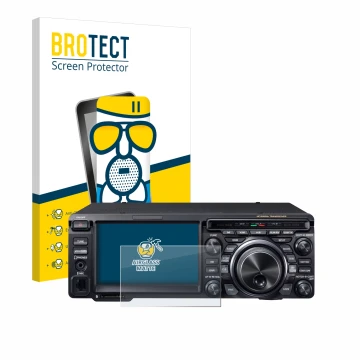Front side of a product packaging with the brand logo BROTECT. Next to it is the device Yaesu FT-DX10 shown with the correspon