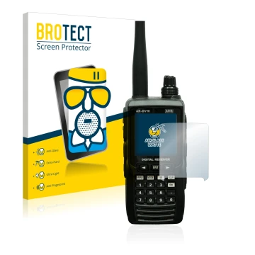 Front side of a product packaging with the brand logo BROTECT. Next to it is the device Aor AR-DV10 shown with the correspondi