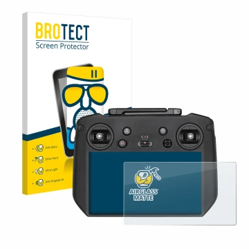 Front side of a product packaging with the brand logo BROTECT. Next to it is the device DJI RC Pro shown with the correspondin