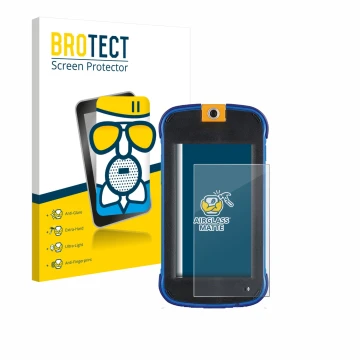 Front side of a product packaging with the brand logo BROTECT. Next to it is the device Vtech Kidicom Max 3.0 shown with the c