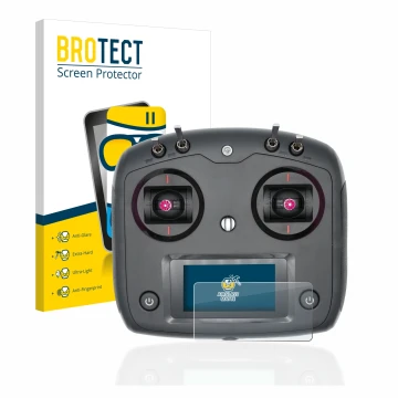 Front side of a product packaging with the brand logo BROTECT. Next to it is the device FlySky FS-i6S shown with the correspon