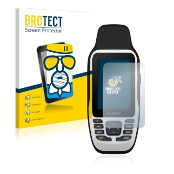 Front side of a product packaging with the brand logo BROTECT. Next to it is the device Garmin GPSMAP 79s shown with the corre