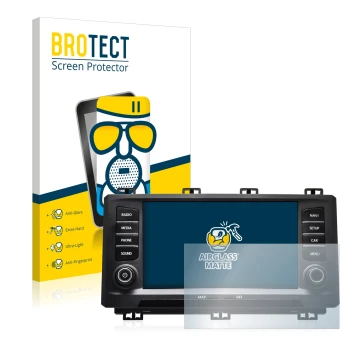 Front side of a product packaging with the brand logo BROTECT. Next to it is the device Seat Ateca 2017 shown with the corresp