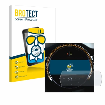 Front side of a product packaging with the brand logo BROTECT. Next to it is the device Mini Cooper 2021 Infotainment System 8
