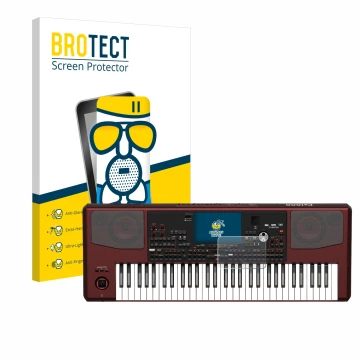 Front side of a product packaging with the brand logo BROTECT. Next to it is the device KORG Pa1000 shown with the correspondi