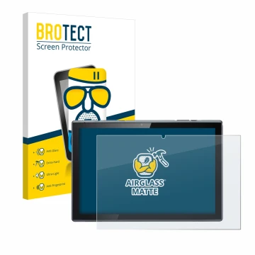 Front side of a product packaging with the brand logo BROTECT. Next to it is the device Acer ACTAB1022 shown with the correspo