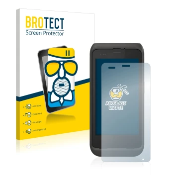 Front side of a product packaging with the brand logo BROTECT. Next to it is the device Honeywell CT45 XP shown with the corre