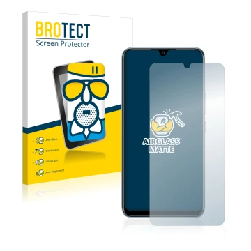 Front side of a product packaging with the brand logo BROTECT. Next to it is the device Vivo V20 SE shown with the correspondi