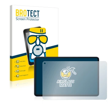 Front side of a product packaging with the brand logo BROTECT. Next to it is the device Huawei MatePad Pro 10.8