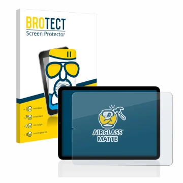 Front side of a product packaging with the brand logo BROTECT. Next to it is the device Apple iPad Air 5 2022 (5th. Gen.) show