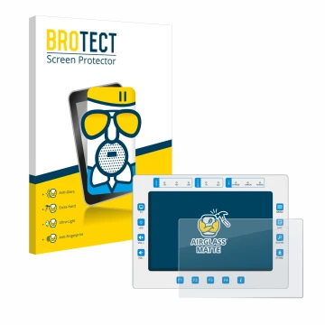 Front side of a product packaging with the brand logo BROTECT. Next to it is the device Megasat HD7 Combo shown with the corre