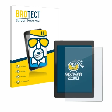 Front side of a product packaging with the brand logo BROTECT. Next to it is the device Boox Nova Air C shown with the corresp