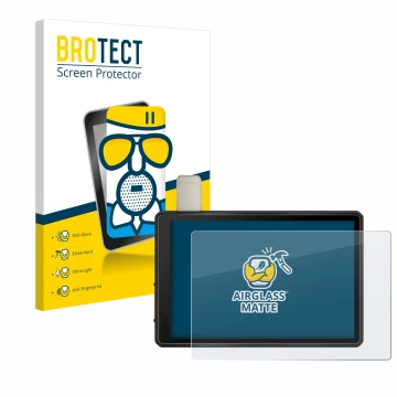 Front side of a product packaging with the brand logo BROTECT. Next to it is the device Garmin Tread XL 10