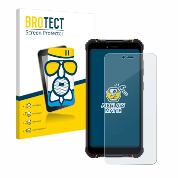 Front side of a product packaging with the brand logo BROTECT. Next to it is the device Hotwav T5 Pro shown with the correspon