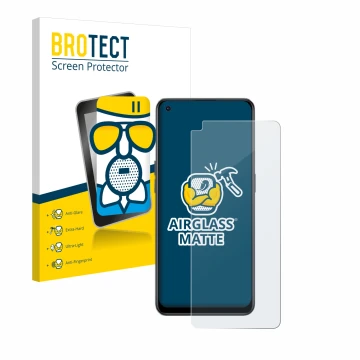 Front side of a product packaging with the brand logo BROTECT. Next to it is the device Oppo Reno 8 Lite shown with the corres