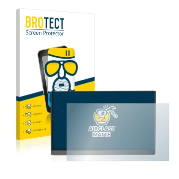 Front side of a product packaging with the brand logo BROTECT. Next to it is the device Arzopa 15.6