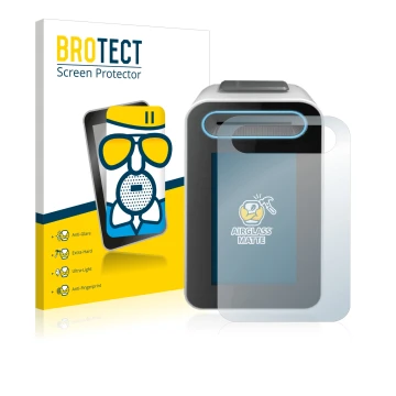 Front side of a product packaging with the brand logo BROTECT. Next to it is the device Cherry eHealth Terminal ST-1506 shown 