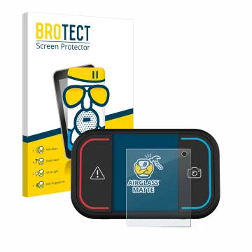 Front side of a product packaging with the brand logo BROTECT. Next to it is the device Saphe Drive Mini shown with the corres