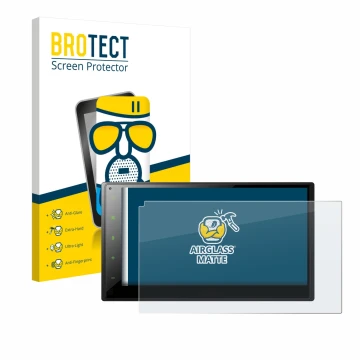 Front side of a product packaging with the brand logo BROTECT. Next to it is the device Pioneer SPH-DA360DAB shown with the co