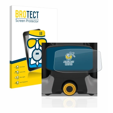 Front side of a product packaging with the brand logo BROTECT. Next to it is the device PowaKaddy CT8 shown with the correspon