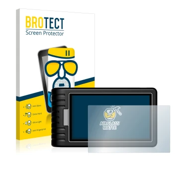 Front side of a product packaging with the brand logo BROTECT. Next to it is the device Topdon ArtiDiag 800 BT shown with the 