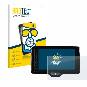 Front side of a product packaging with the brand logo BROTECT. Next to it is the device Toyota Yaris Cross 2021 Smart Connect 