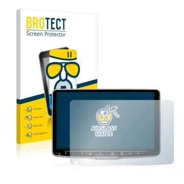 Front side of a product packaging with the brand logo BROTECT. Next to it is the device Alpine iLX-F905D shown with the corres