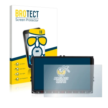 Front side of a product packaging with the brand logo BROTECT. Next to it is the device M.I.C. AV9V2 shown with the correspond