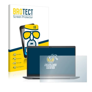 Front side of a product packaging with the brand logo BROTECT. Next to it is the device Dell Precision 3570 shown with the cor