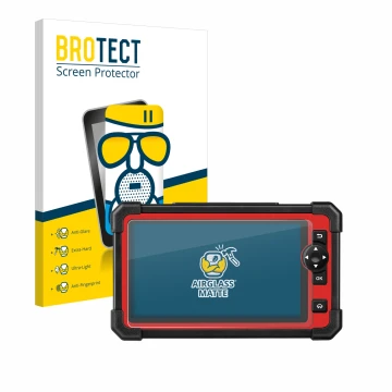 Front side of a product packaging with the brand logo BROTECT. Next to it is the device Launch X-431 CRP919E shown with the co