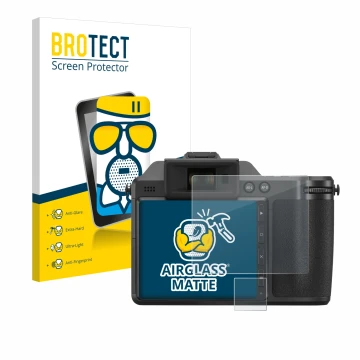 Front side of a product packaging with the brand logo BROTECT. Next to it is the device Hasselblad X2D 100C shown with the cor