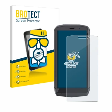 Front side of a product packaging with the brand logo BROTECT. Next to it is the device Cubot Pocket shown with the correspond