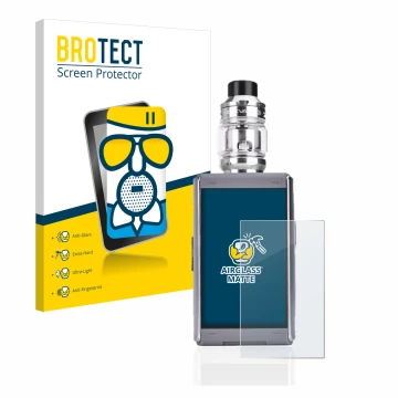 Front side of a product packaging with the brand logo BROTECT. Next to it is the device GeekVape T200 shown with the correspon