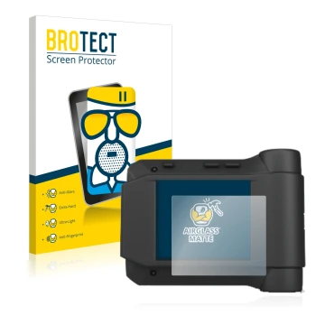Front side of a product packaging with the brand logo BROTECT. Next to it is the device Swissphone s.Quad X35 shown with the c