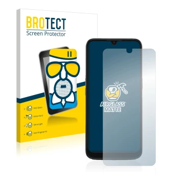 Front side of a product packaging with the brand logo BROTECT. Next to it is the device Doro 8100 PLUS shown with the correspo