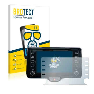 Front side of a product packaging with the brand logo BROTECT. Next to it is the device Toyota Yaris Cross 8