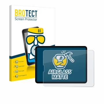 Front side of a product packaging with the brand logo BROTECT. Next to it is the device Apple iPad Pro 11