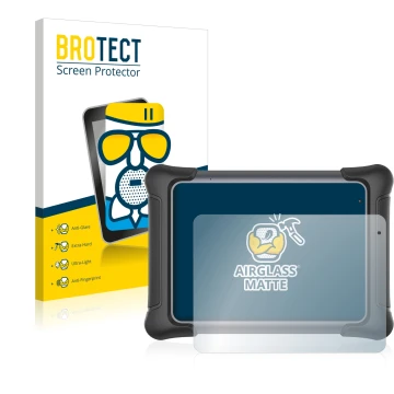 Front side of a product packaging with the brand logo BROTECT. Next to it is the device Autel MaxiSys Elite II shown with the 
