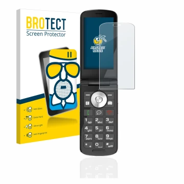 Front side of a product packaging with the brand logo BROTECT. Next to it is the device Emporia TOUCHsmart.2 shown with the co