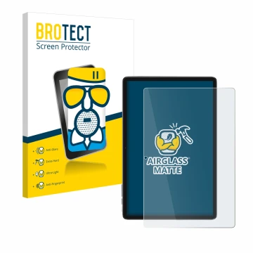 Front side of a product packaging with the brand logo BROTECT. Next to it is the device Blackview Tab 7 WiFi shown with the co