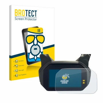 Front side of a product packaging with the brand logo BROTECT. Next to it is the device BMW C400 GT TFT shown with the corresp