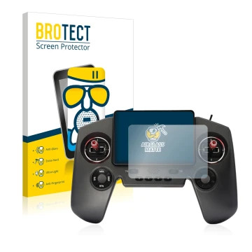 Front side of a product packaging with the brand logo BROTECT. Next to it is the device FrSky Twin Lite shown with the corresp