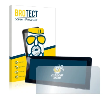 Front side of a product packaging with the brand logo BROTECT. Next to it is the device MG 4 shown with the corresponding scre