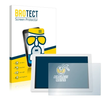 Front side of a product packaging with the brand logo BROTECT. Next to it is the device WetterOnline Home 3 shown with the cor