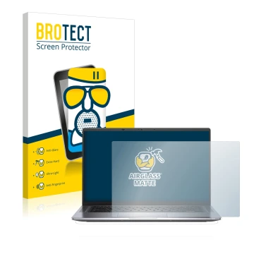 Front side of a product packaging with the brand logo BROTECT. Next to it is the device Dell Latitude 9520 2-in-1 shown with t