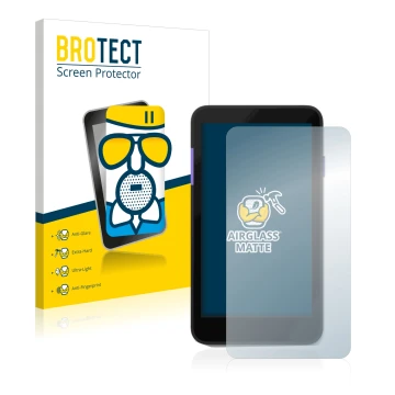 Front side of a product packaging with the brand logo BROTECT. Next to it is the device Zettle Terminal (by Paypal) shown with