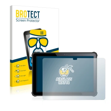 Front side of a product packaging with the brand logo BROTECT. Next to it is the device Oukitel RT2 shown with the correspondi