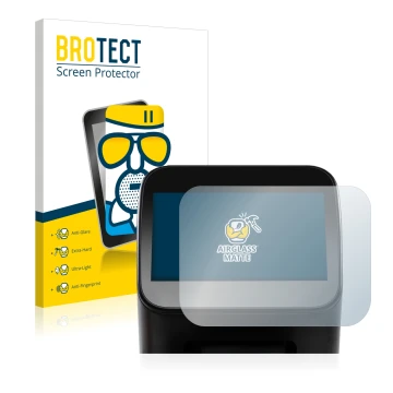 Front side of a product packaging with the brand logo BROTECT. Next to it is the device Shaper Origin Gen2 shown with the corr